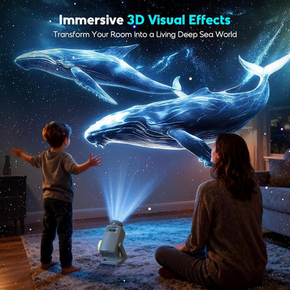 3D Galaxy Projector with 60 Immersive Themes, HD Immersive Star Projector with Bluetooth Speaker & Timer, Aurora Nebula Projector Night Light for Room/Christmas/Party/Birthday (White) (Grey)