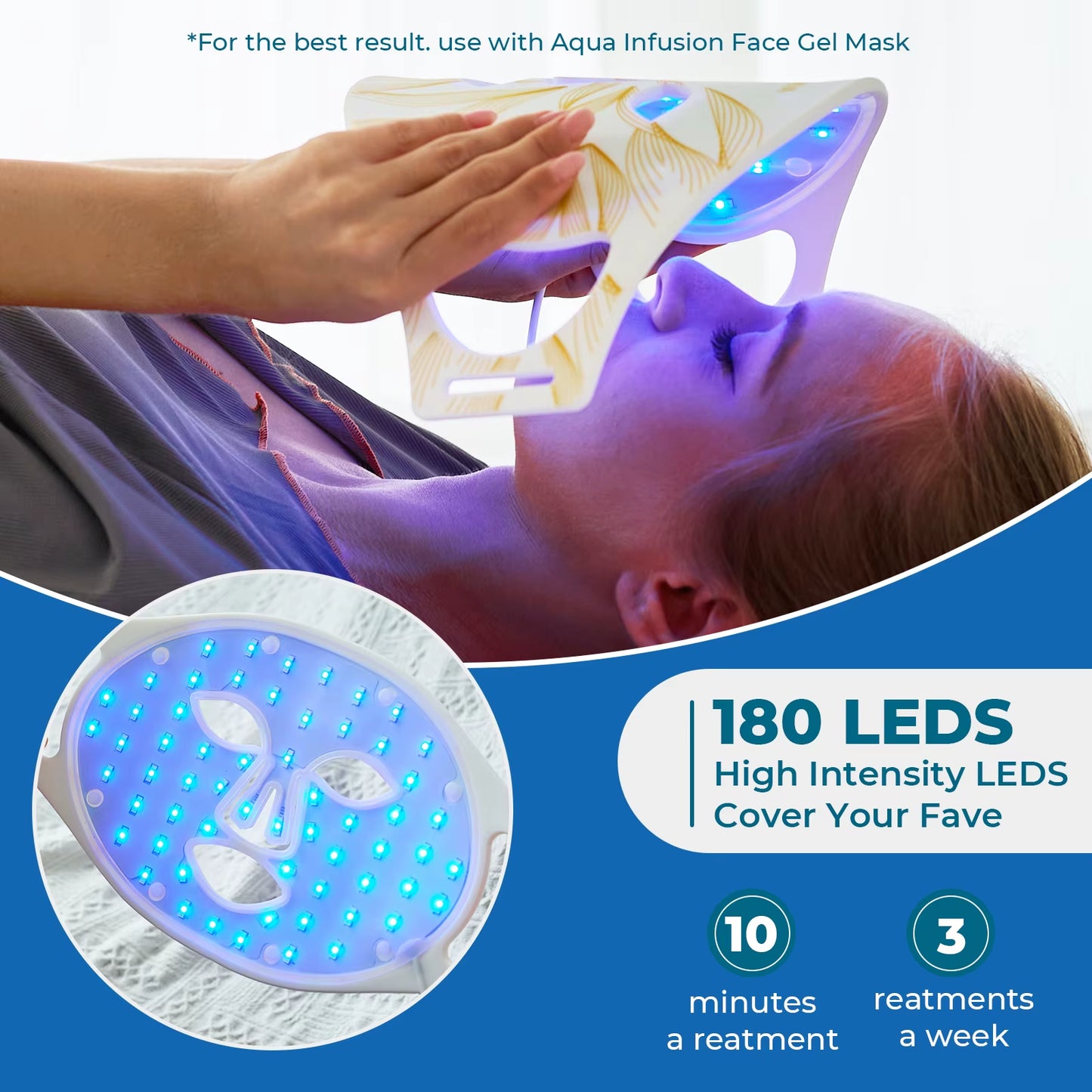 Red Light Facial Beauty Mask for Face Acne Blue Led Light Therapy Physical Heating Physiotherapy Led Red Light Therapy for Face