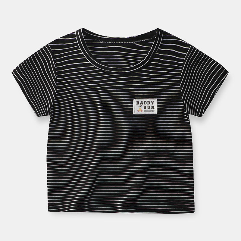Boys and Girls Stripe Short Sleeve T-shirt Kids Clothing