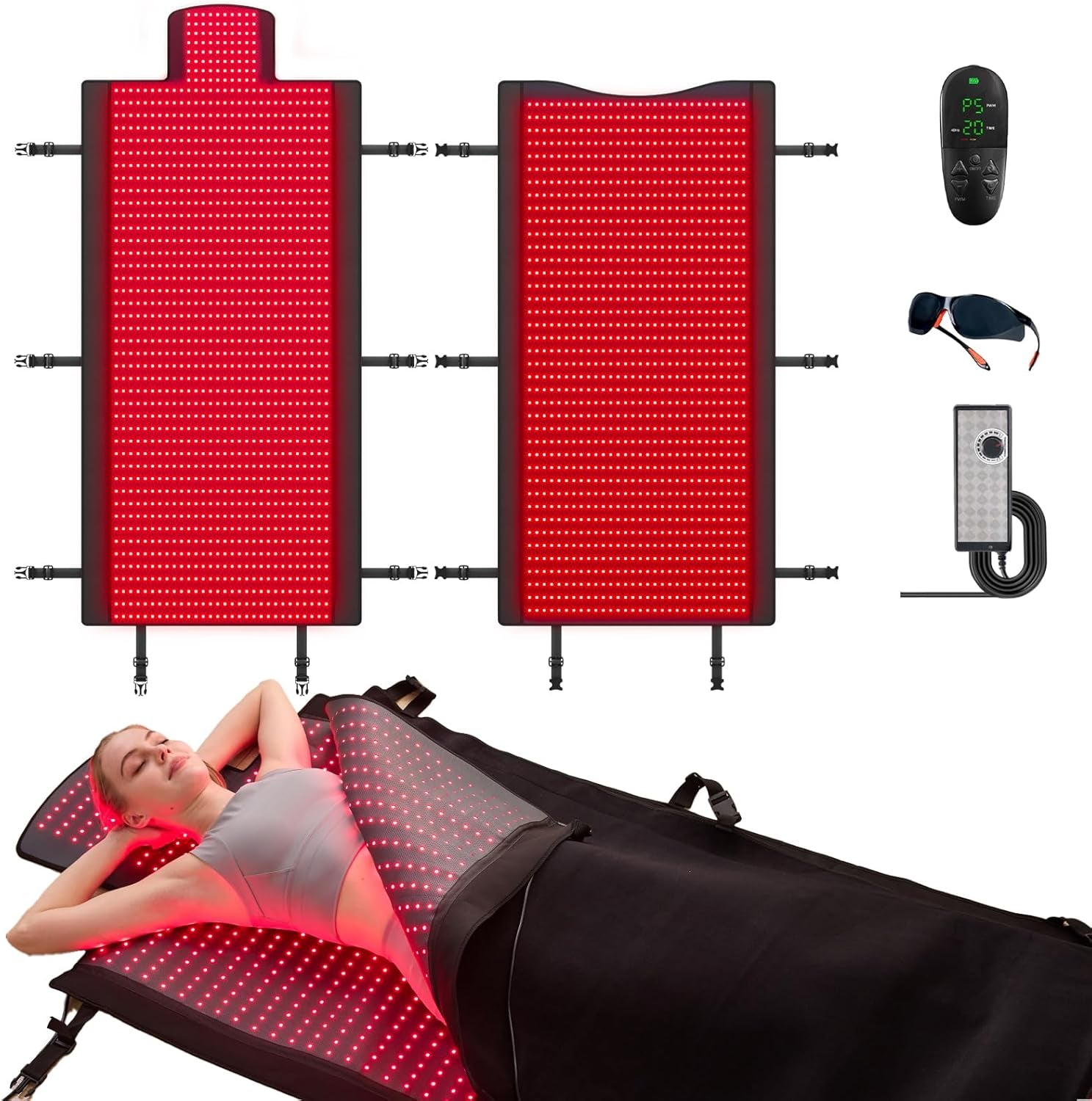 Extra Large Red Light Therapy Mat, High-Density Leds Full Body Red Light Therapy, 660Nm & 850Nm Dual Wavelengths, Foldable Red Light Therapy Blanket with Timer,74.6" X 33.3"