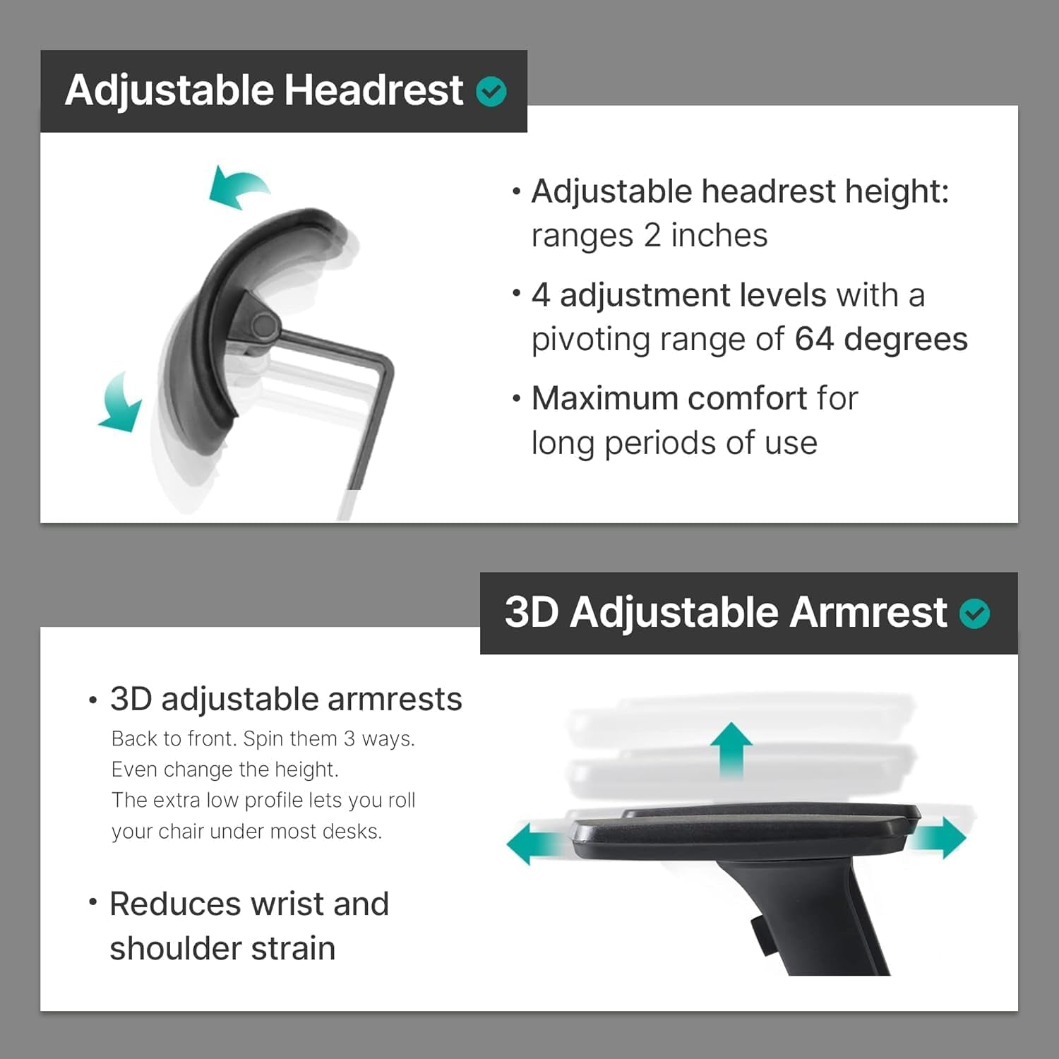 【Dual-Backrests】 Alpha - Ergonomic Office Chair, Breathable Mesh Office Chair, Synchronized Tension Tilt, Posture and Pressure Distribution, Fully Adjustable Headrest and Armrest (Black)