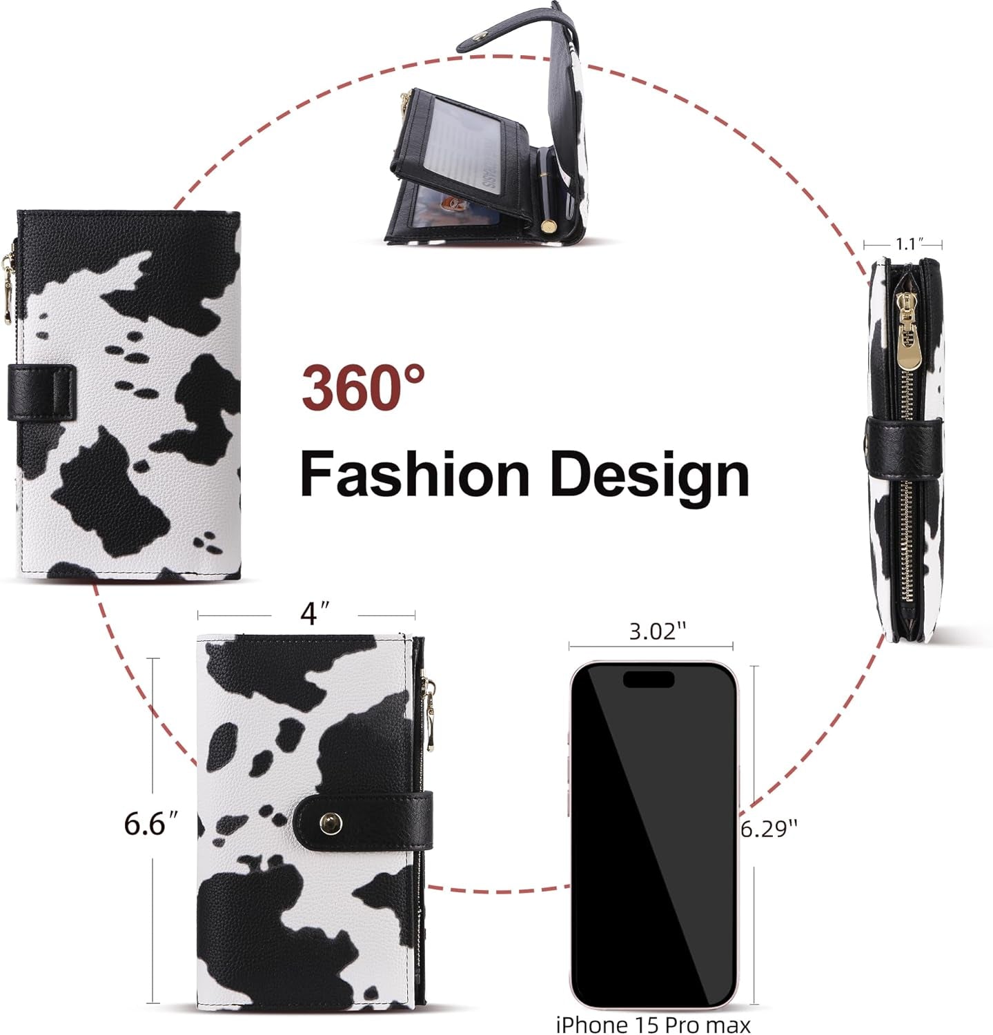 Wallet Women RFID Blocking Multi Cards Wallet Credit Card Holder for Women Large Capacity Lady Leather Trifold Travel Wallet with Pen Holder