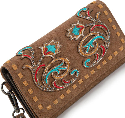 Wallet for Women Wristlet Wallet Ladies Felame Large Capacity Clutch Wallets MW1348-W002BR