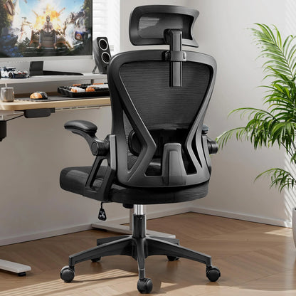 Ergonomic Office Chair, High Back Mesh Office Desk Chair with Headrest 500LBS, Executive Office Chair with Adjustable Aremrest, Home Office Swivel Desk Chair for Home Office, Black