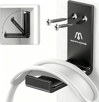 Foldable Headphone Stand & Headset Holder Mount, No-Scratch Silicone Pad Wall Hook for Gaming Headset, Space-Saving under Desk Hanger with Strong Adhesive for PC, Home, and Office, Black