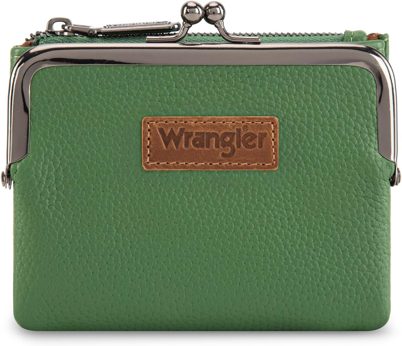 Wrangler Women'S Wallet RFID Blocking Wallets Small Bifold Credit Card Holder with Kiss Clasp Green