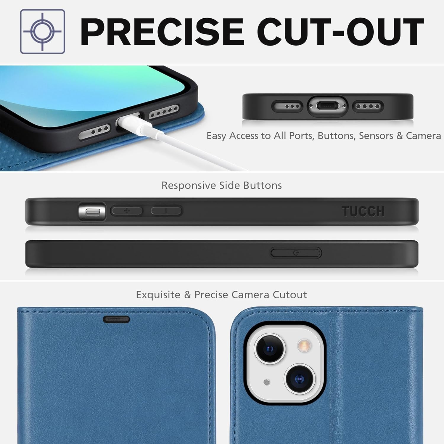 Wallet Case for Iphone 13 5G, RFID Blocking Card Slot Holder [TPU Interior Protective Case], Magnetic Folio PU Leather Stand Flip Cover Compatible with Iphone 13 6.1" 2021, Lake Blue