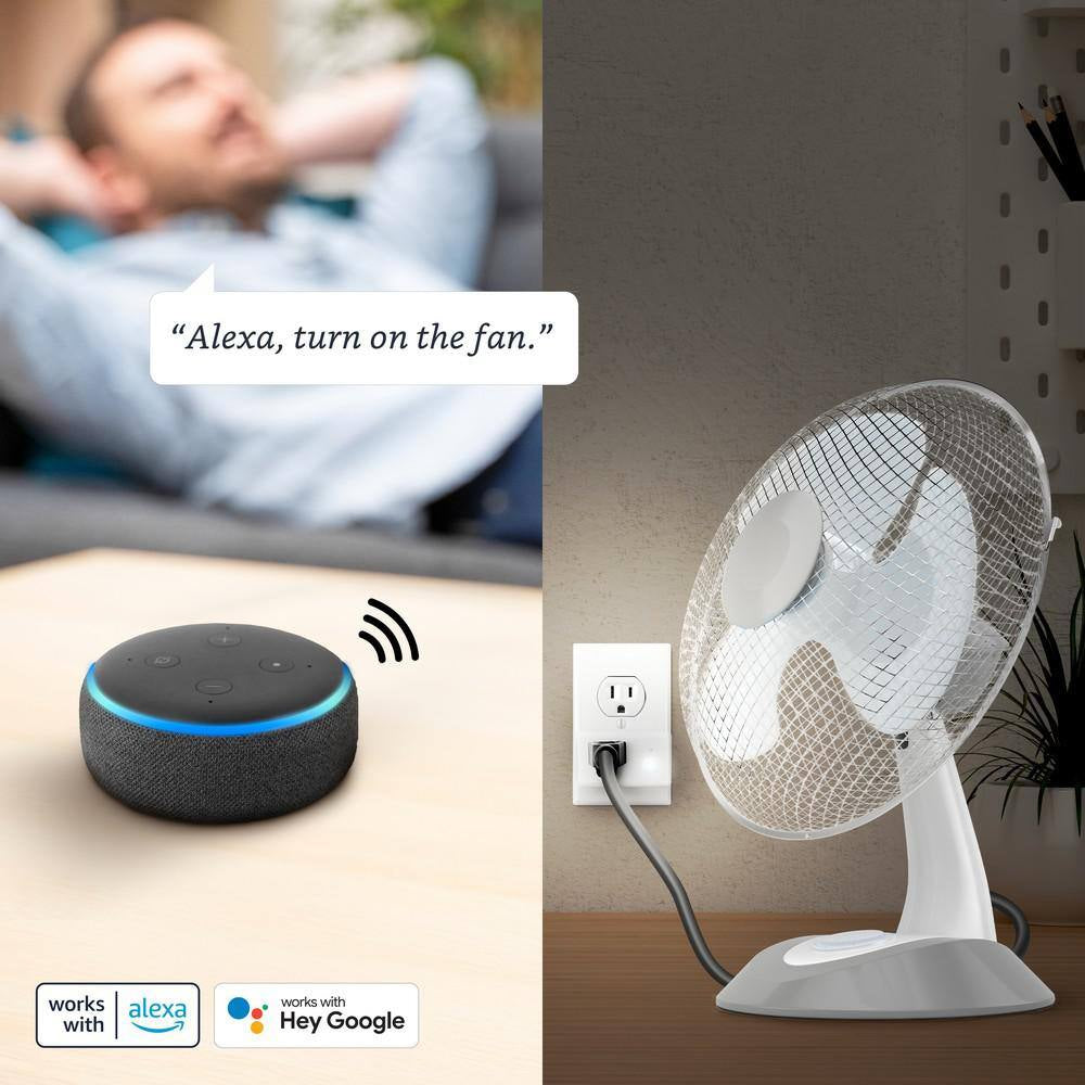 15-Amp Indoor Alexa / Google Assistant Compatible Wi-Fi Smart Home Plug with Night Light, No Hub Required (3-Pack)
