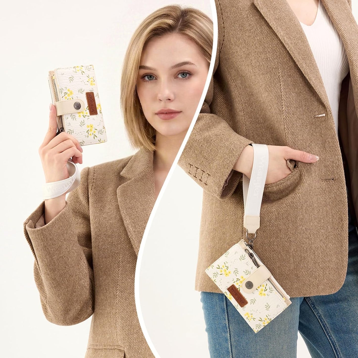 X Wrangler Small Wallet Women, Wristlet Rfid Blocking Wallets Large Capacity Bifold Wallet with Coin Pocket