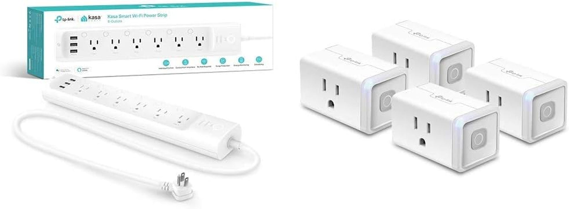 Plug Power Strip HS300 and Smart Plug HS103P4 Bundle | Control Home Appliances from Anywhere