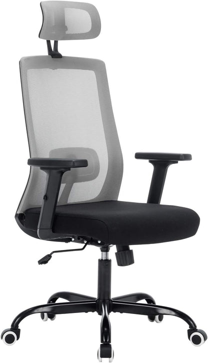 Ergonomic Office Chair, Gray Home Office Chair with Headrest Adjustable
