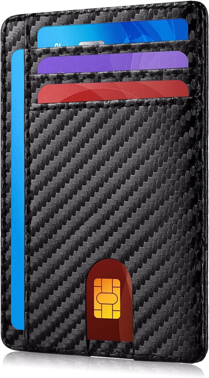 Slim RFID Wallets for Men Women, Minimalist Thin Front Pocket RFID Blocking Leather Wallets for Travel Work