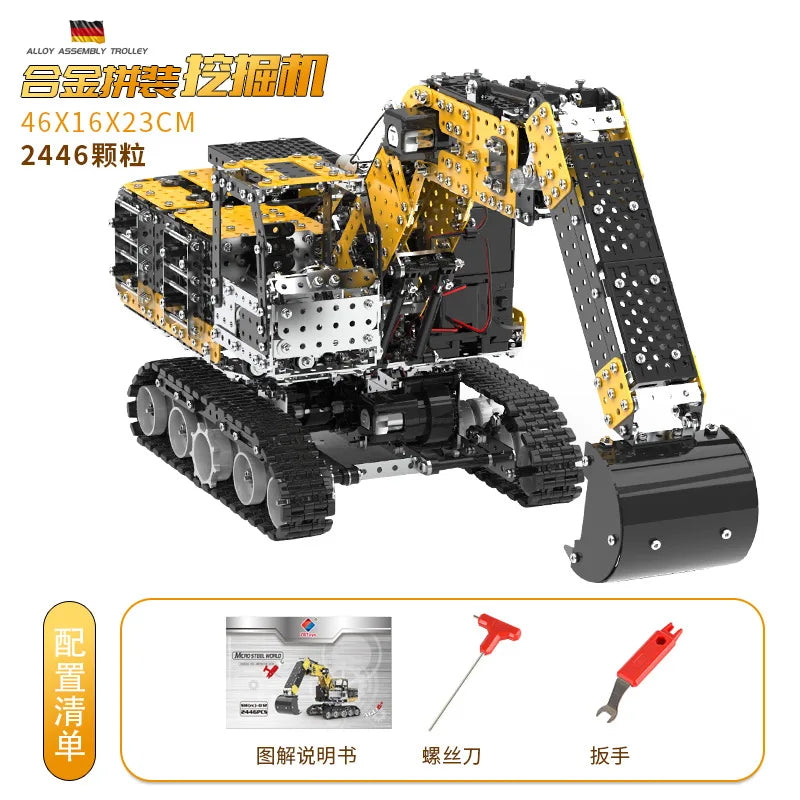 3D Metal Building Block Fighter Aircraft Model Assembly Jigsaw Toy Children Alloy RC Engineering Vehicle Gift Adult Assembly