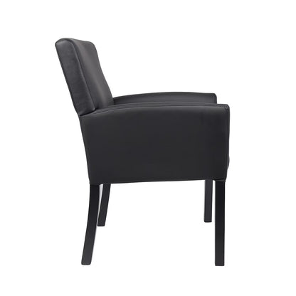 Executive Box Arm Office Chair with Mahogany Base