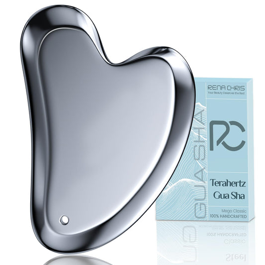 Rena Chris Terahertz Gua Sha Facial Tools Large Guasha Tool for Puffiness Reducing Jawline Sculpting – Stone Gua Sha for Double Chin Smile Lines Facial Puffiness & Pain Relief Skin Care Massager