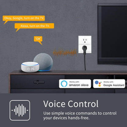 Smart Plug Mini with Energy Monitoring, 2.4G Wi-Fi Outlets Support Alexa, Google Assistant, Smartthings, Tuya Smart Plug, Timer, ETL & FCC Certified,1 Pack
