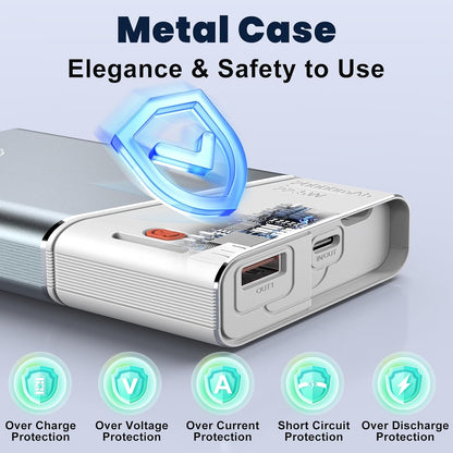 Portable Charger Power Bank, 20000Mah 22.5W PD Fast Charging Powerbank with Built-In USB C Cable, External Phone Battery Pack for Iphone 17/16/15 Samsung S24 Android Etc