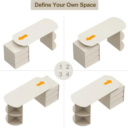 Home Office Desk and Chair Set, Home Office Furniture Sets, Computer Desk with Drawers & Shelves, Ergonomic Office Chair