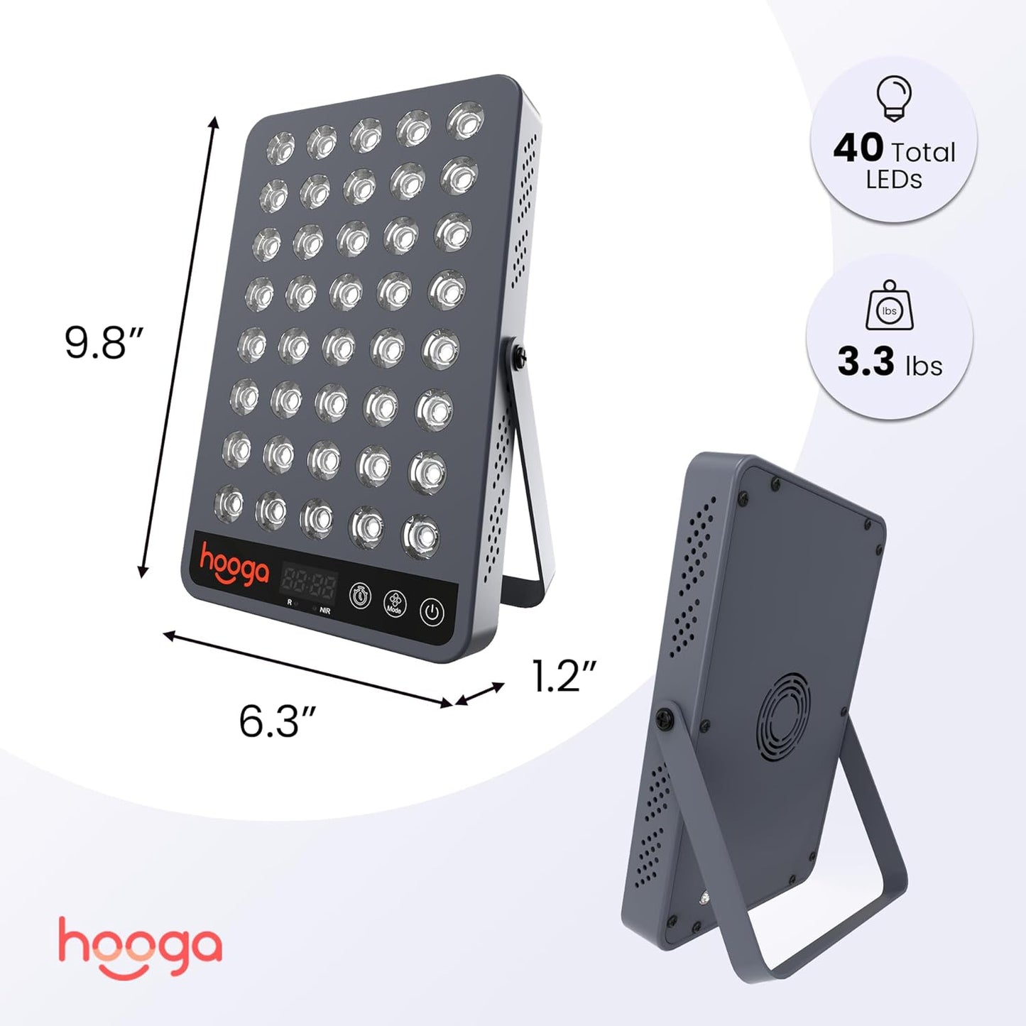 Red Light Therapy Panel Device – 660Nm Red & 850Nm near Infrared Light Therapy, LED Light Therapy Lamp for Face & Body, 40 Leds, Timer, Adjustable Stand – HG200