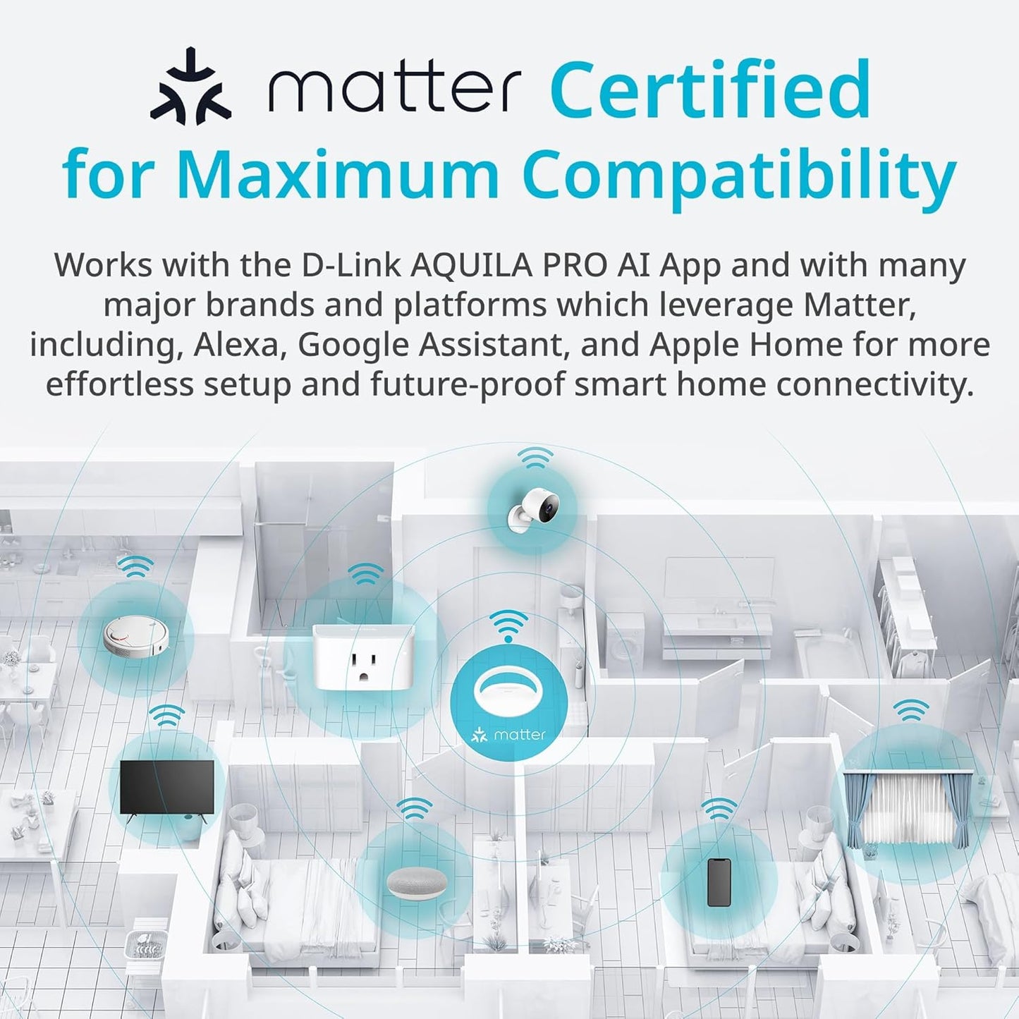 PM-01M Wi-Fi Smart Plug, Aquila PRO AI & Matter Supported, Compact Design, 15A/1800W Max, Energy Monitoring, Easy Bluetooth Setup, Works with Alexa & Google Home, Flame-Retardant, UL Certified