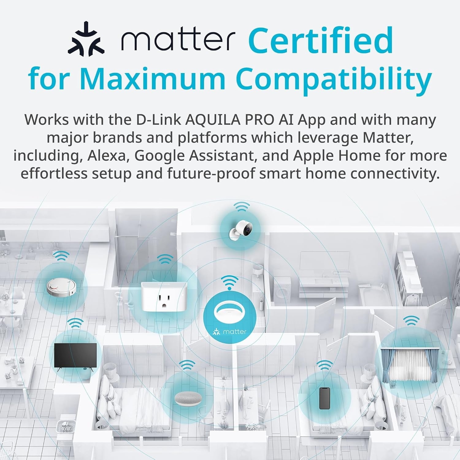 PM-01M Wi-Fi Smart Plug, Aquila PRO AI & Matter Supported, Compact Design, 15A/1800W Max, Energy Monitoring, Easy Bluetooth Setup, Works with Alexa & Google Home, Flame-Retardant, UL Certified