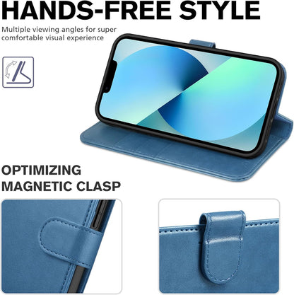 Wallet Case for Iphone 13 5G, RFID Blocking Card Slot Holder [TPU Interior Protective Case], Magnetic Folio PU Leather Stand Flip Cover Compatible with Iphone 13 6.1" 2021, Lake Blue