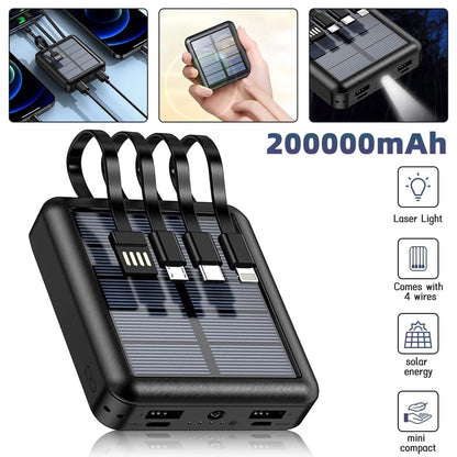 20000Mah Solar Power Bank Waterproof Emergency Solar Charger 4 USB Ports External Charger Power Bank for Cell Phone by ,Black