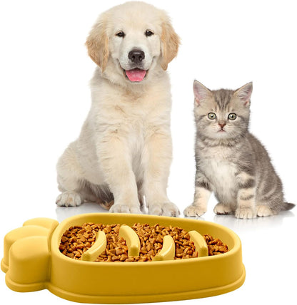 Slow Feeder Dog Bowls,Dog Food Bowls Slow Feeder Cat Bowl Anti-Gulping Pet Slower Food Feeding Dishes Non Slip Puzzle Bowl for Small Medium Breed Dogs (Yellow-Carrot)