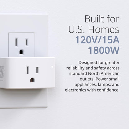 PM-01M Wi-Fi Smart Plug, Aquila PRO AI & Matter Supported, Compact Design, 15A/1800W Max, Energy Monitoring, Easy Bluetooth Setup, Works with Alexa & Google Home, Flame-Retardant, UL Certified