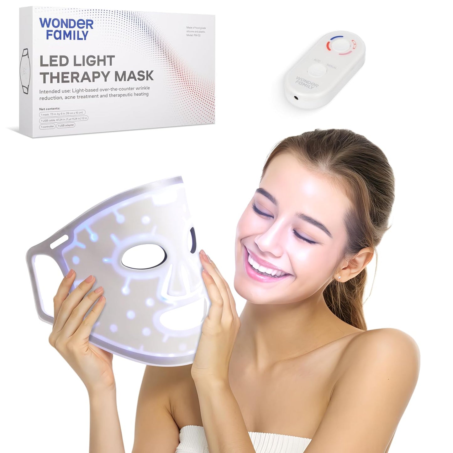 LED Face Mask Light Therapy - Red Light Therapy for Face & Blue Therapy for Skincare Therapy Device