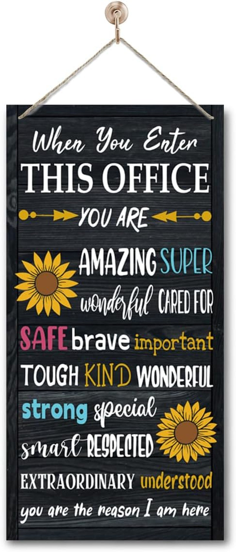 Motivational Office Signs Decor, When You Enter This Office, Hanging Wood Sign Office Décor, Sunflower Wood Wall Sign, Door Sign of Counselor Office, Psychologist Office Décor Sign A1