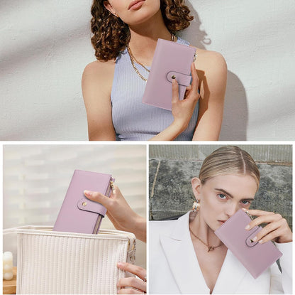 Womens Wallet RFID Blocking Leather Trifold Clutch Wallet Credit Card Holder Ladies Travel Wallet Purse with Pen Holder