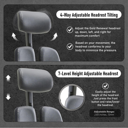 [Premium Dual-Backrests] Ergonomic Office Chair L Reduces Pressure by 50% - Leather Chair, Office Chair for Lumbar Support L Home Desk Chairs L Office Chair Back Support Made in Korea (Black Leather)