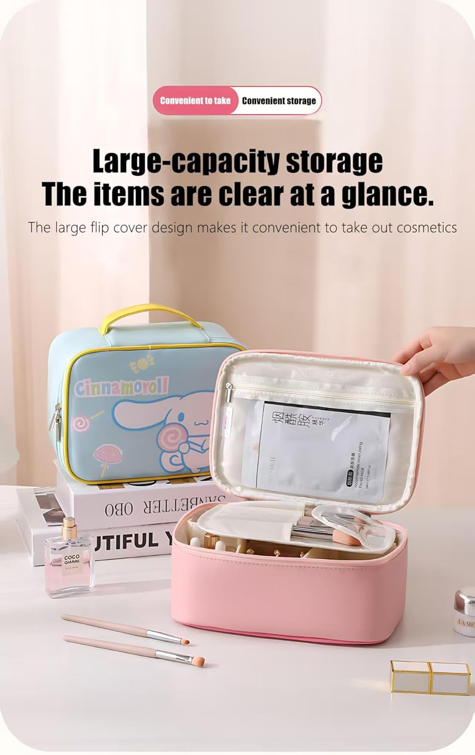 Kitty Makeup Bag – Makeup Organizer, Travel Toiletry Bag for Women & Girls | Cute Cosmetic Bag, Train Case For, Travel Bag, Toiletry Bag for Women, Make up Storage (Pink Kitty)
