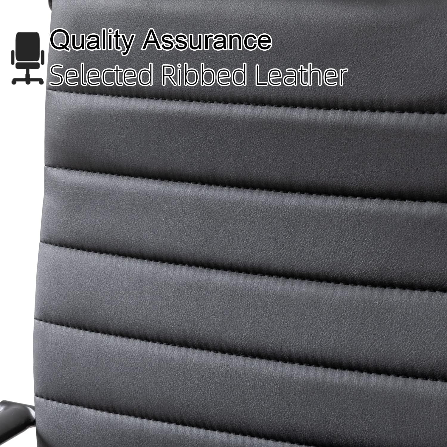 Okeysen Black Office Chair, Ergonomic Leather Modern Office Chair, Executive Ribbed Height Adjustable Swivel Rolling Chair for Home Office.