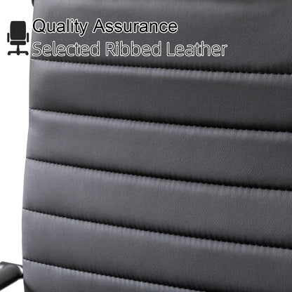 Okeysen Black Office Chair, Ergonomic Leather Modern Office Chair, Executive Ribbed Height Adjustable Swivel Rolling Chair for Home Office.