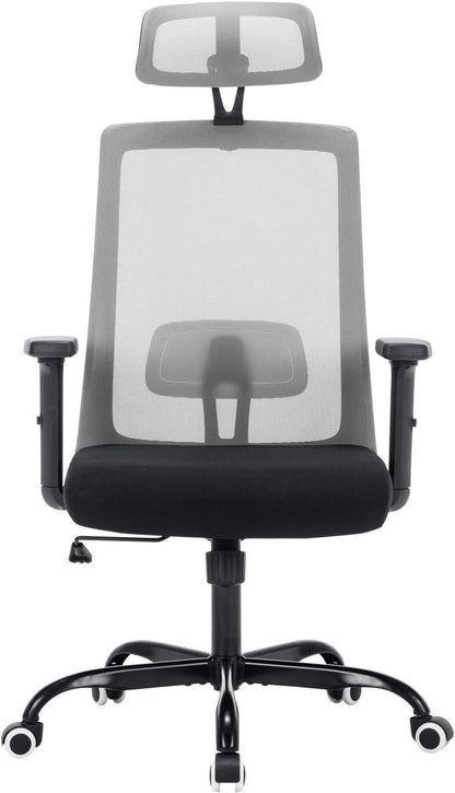 Ergonomic Office Chair, Gray Home Office Chair with Headrest Adjustable