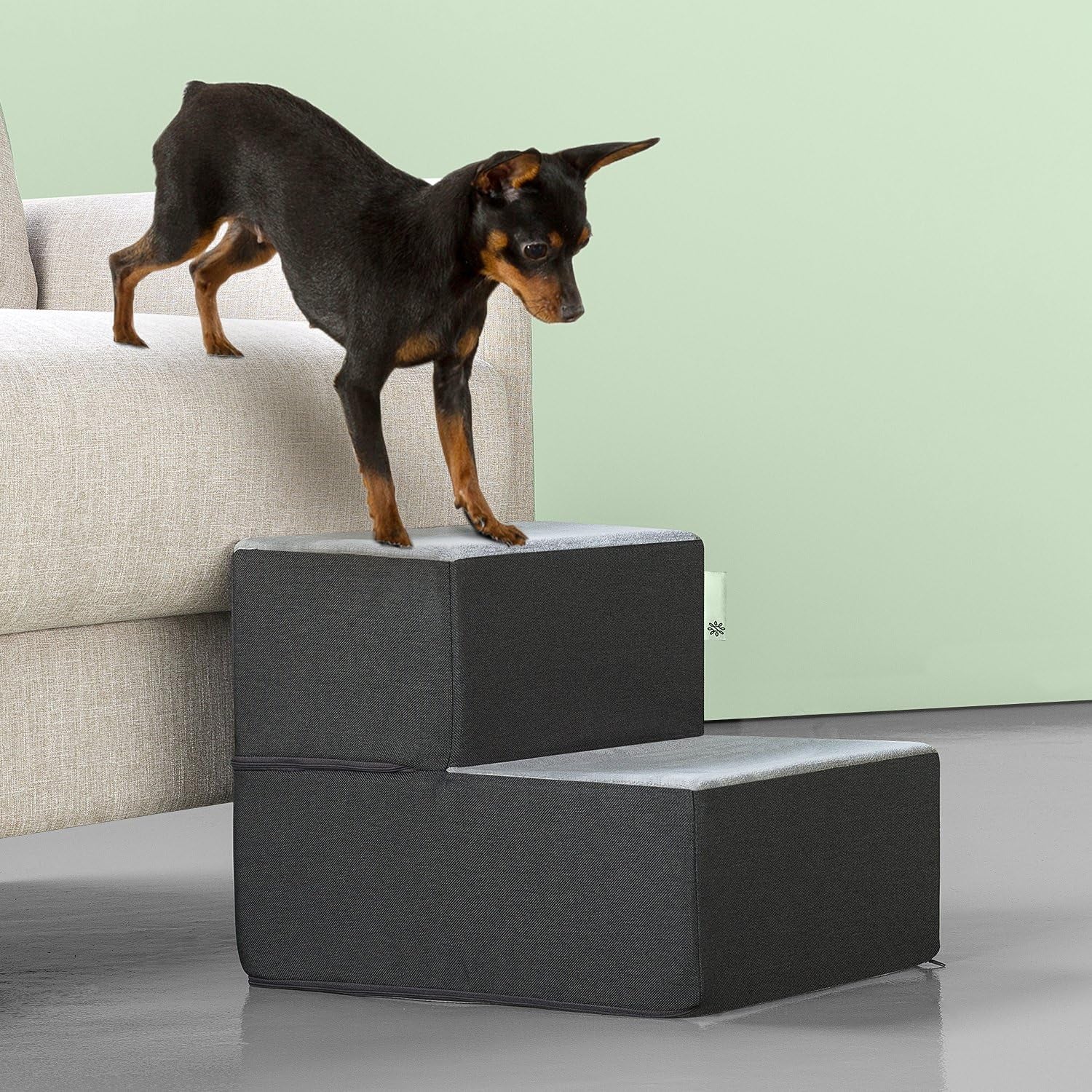 ZINUS Easy Pet Stairs, Pet Ramp, Pet Ladder, X-Small, Grey