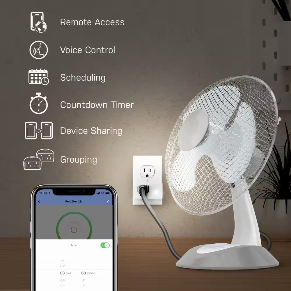 15-Amp Indoor Alexa / Google Assistant Compatible Wi-Fi Smart Home Plug with Night Light, No Hub Required (3-Pack)