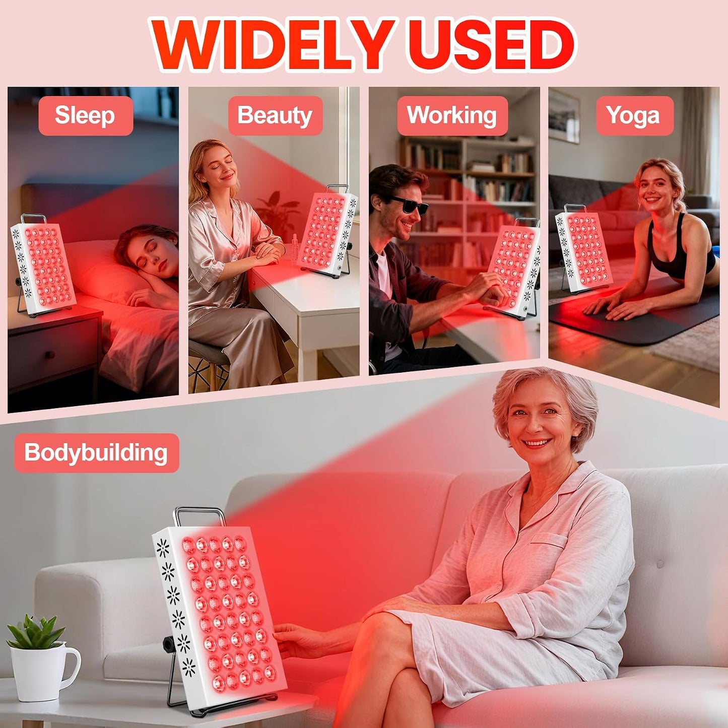 Red Light Therapy for Face and Body, 660Nm & 850Nm near Infrared Red Light Therapy Panel with Adjustable Stand, Portable Dual Chip LED Red Light Therapy Lamp with Timer & 5 Brightness Levels