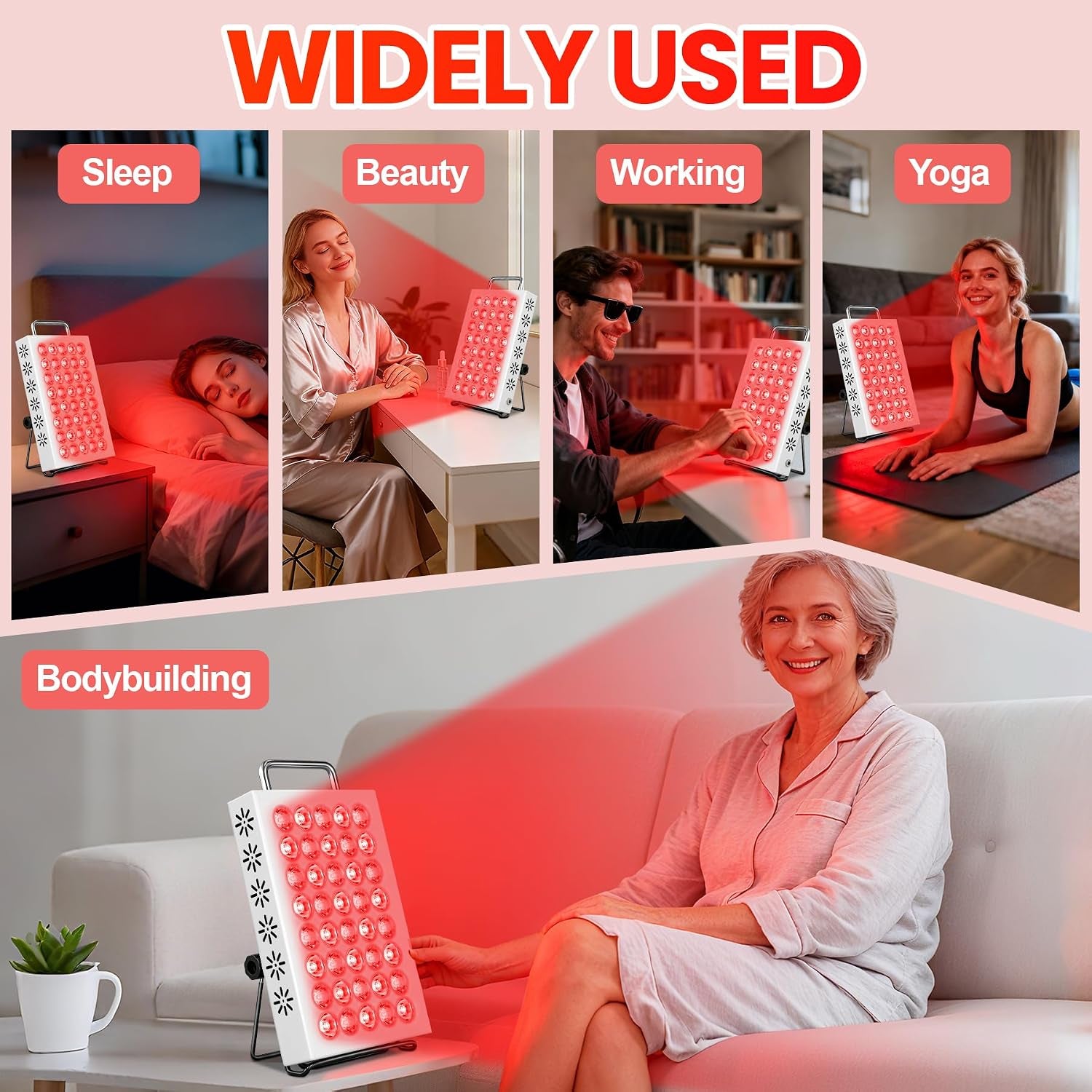 Red Light Therapy for Face and Body, 660Nm & 850Nm near Infrared Red Light Therapy Panel with Adjustable Stand, Portable Dual Chip LED Red Light Therapy Lamp with Timer & 5 Brightness Levels