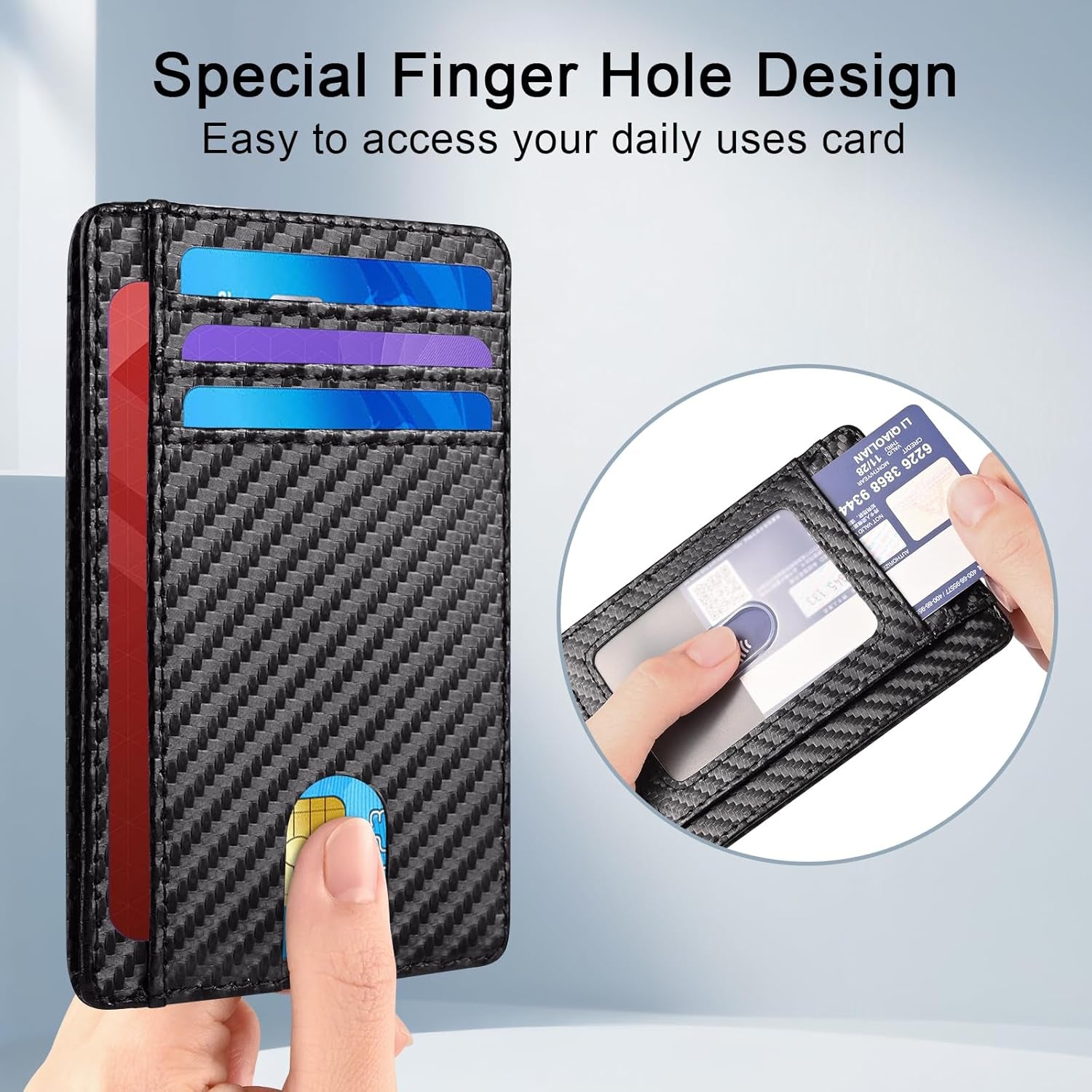 Slim RFID Wallets for Men Women, Minimalist Thin Front Pocket RFID Blocking Leather Wallets for Travel Work