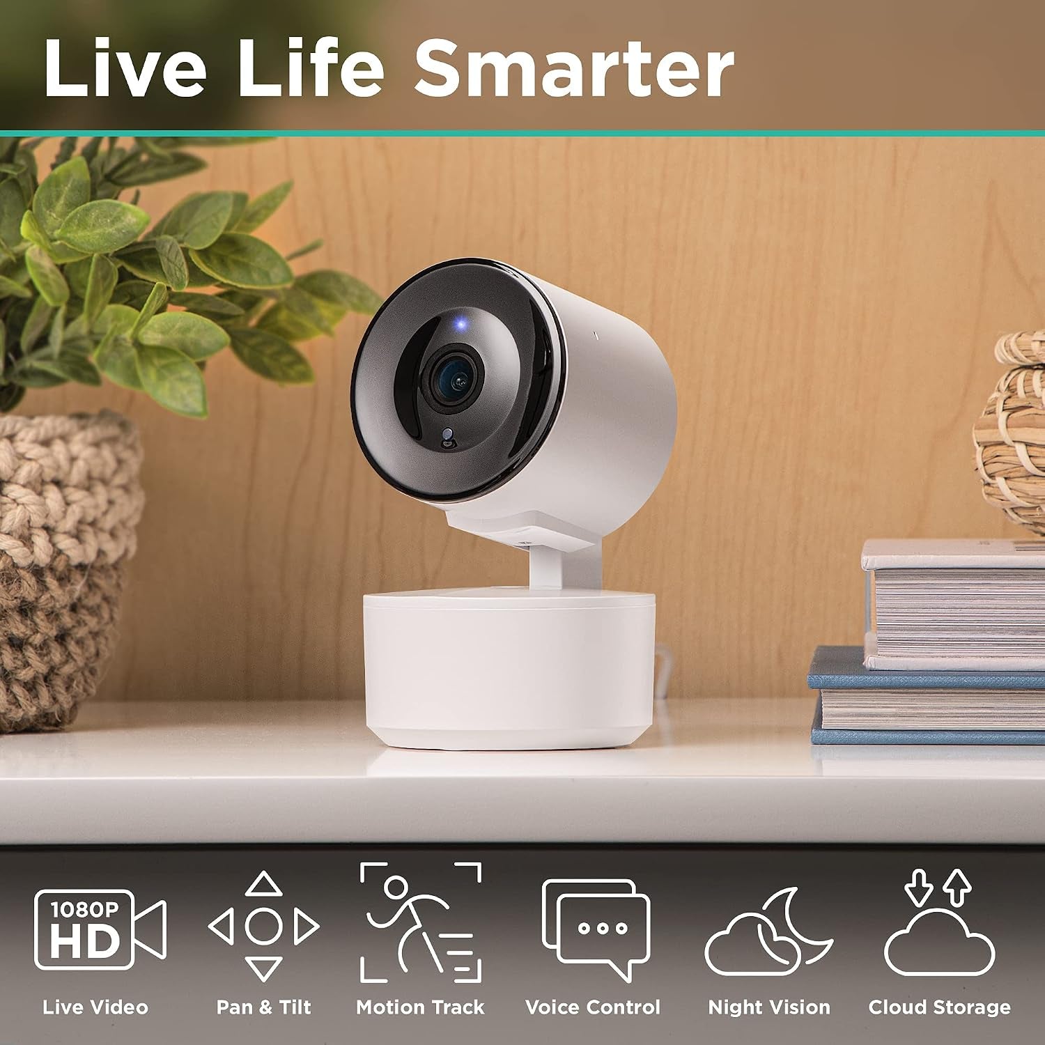 Roto Smart Indoor Wifi Auto-Tracking Security Camera, Home Surveillance Cameras with 2-Way Audio, Night Vision, and Motion Alerts, 1080P HD, 2 Pack