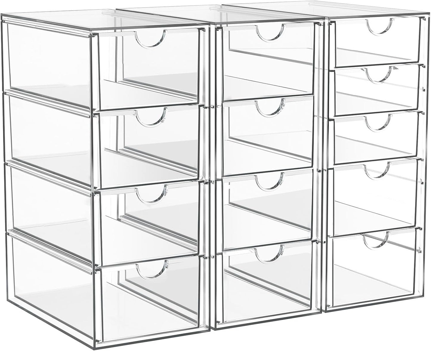 Acrylic Makeup Organizer with 13 Drawers, Bathroom Counter Organizer, Acrylic Organizers, Desk Organizer, Office Supplies, Storage Drawers for Cosmetic, Pencil, Coffee, Etc 3 Pack