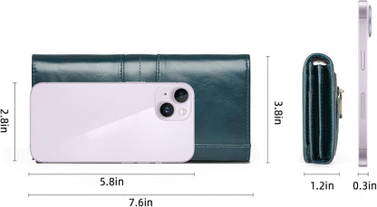 RFID Blocking Wallets for Women Leather Long Ladies Wallet Bifold Womens Wallet with Coin Pocket ID Window,Blue