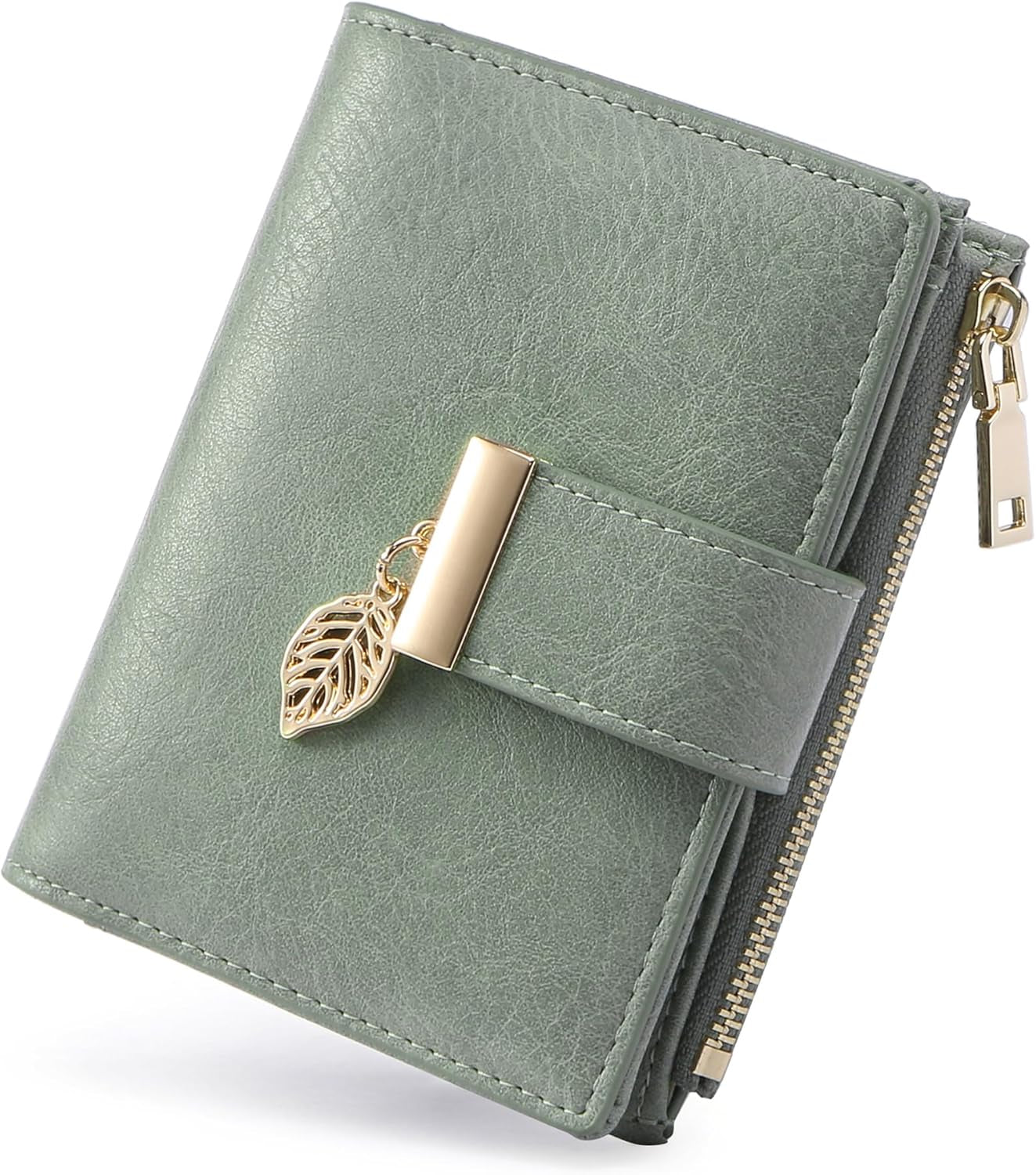 Small Wallet Women RFID Blocking Leather Bifold Wallet Credit Card Holder for Women Ladies Compact Wallet Mini Purse with Zipper Pocket