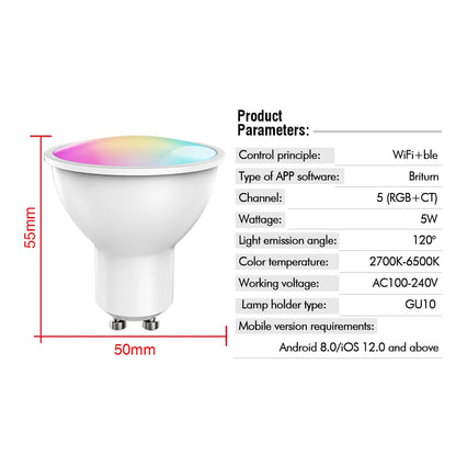 NINFULL Smart Light Bulbs RGB E27 GU10 Led Bulb 100-240V Smart Home Wifi Bluetooth Lamp Works with Alexa Google Home Smartthings