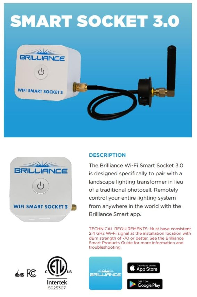 Brilliance Wifi-Smart-Socket-3 LED Wifi Smart Socket - App Control/Alexa - WIFISMARTSOCKET3, White