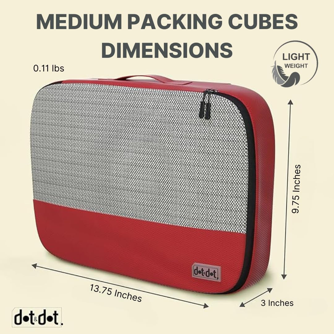 Medium Packing Cubes for Travel - 5Pc Packing Cubes for Suitcases - Lightweight Luggage Organizer Bags (Non-Compression)