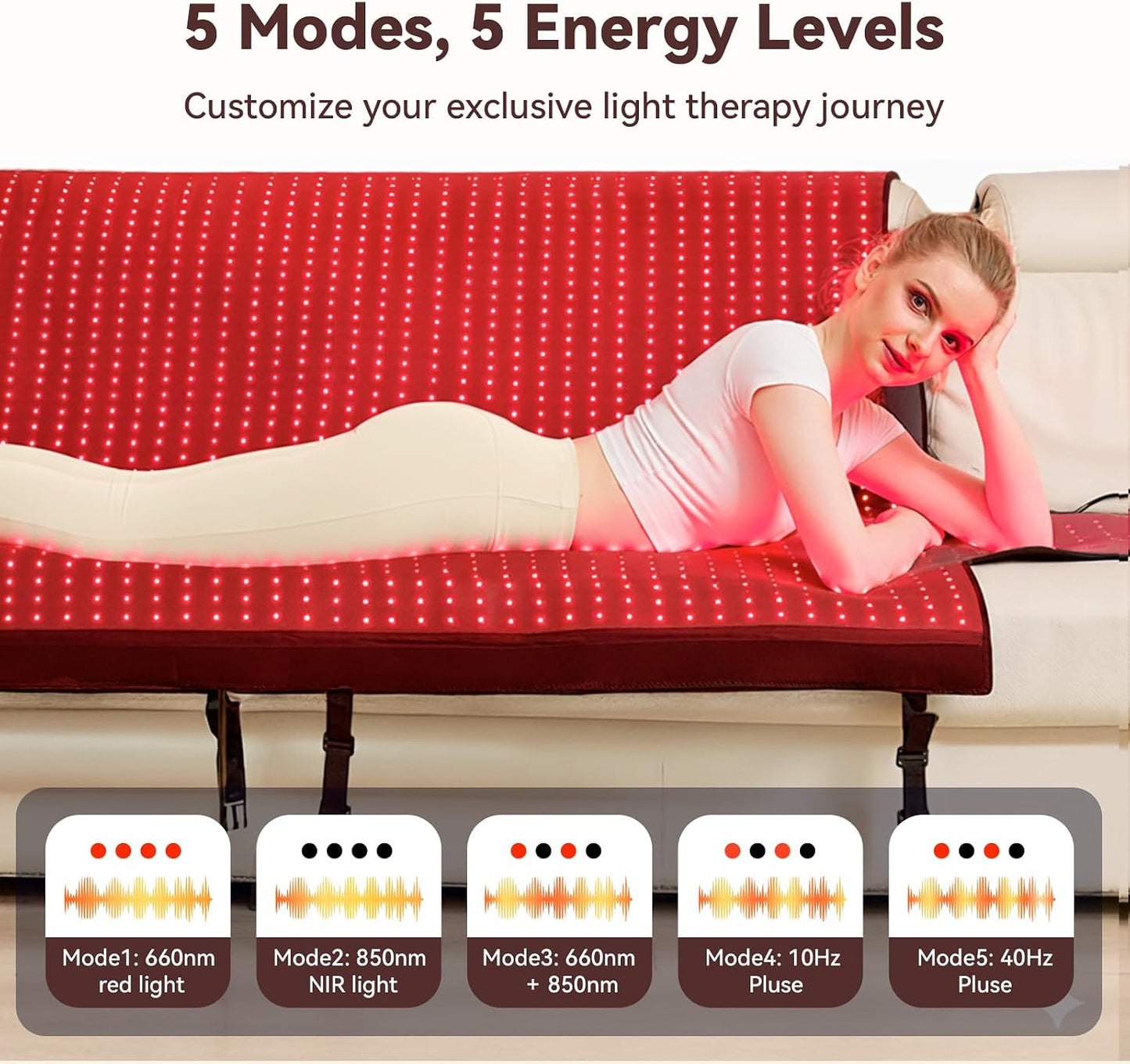 Extra Large Red Light Therapy Mat, High-Density Leds Full Body Red Light Therapy, 660Nm & 850Nm Dual Wavelengths, Foldable Red Light Therapy Blanket with Timer,74.6" X 33.3"